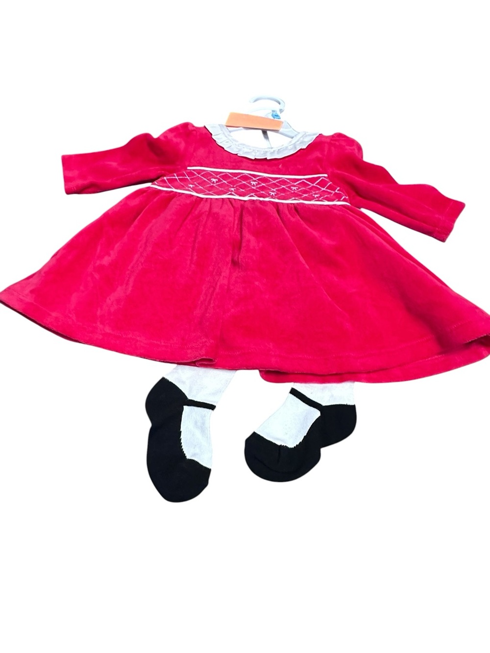 Little Me Baby Girls Red Velour‎ Holiday Dress & Tights Set NWT sizes 3 M and 6M